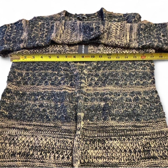 Cable & Gauge Longline Open Front Cardigan Sweater NWT Women’s Small Black Tan - Picture 4 of 6